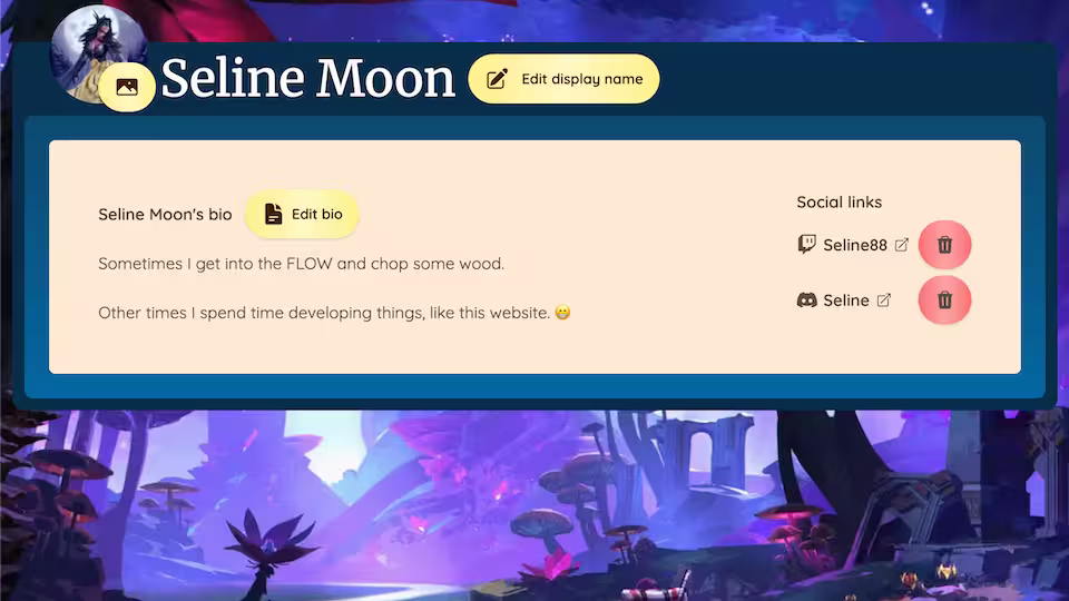 Your Public Profile in Palia Party, displaying your in-game name so hosts and attendees can easily find you and add you as a friend.